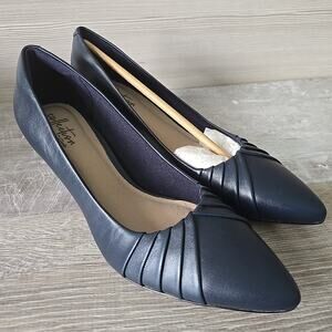 Clarks Shoes Womens Size 8 Linvale Crown Pointed Toe Ultimate Comfort Pump Navy
